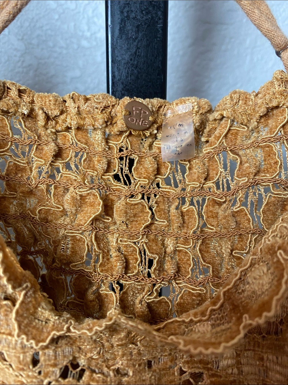 Free People Crochet Lace Bralette Top in Mustard 15-20ptp M 🍄🟫🌿🌵 - Picture 4 of 11